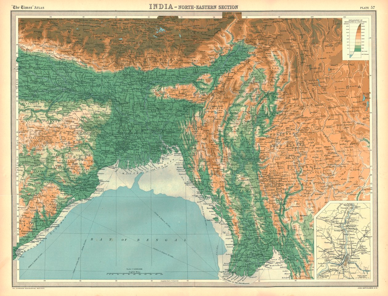 20 वीं शताब्दी के आरंभ में भारत के उत्तर-पूर्वी भाग का भौगोलिक मानचित्र द्वारा अज्ञात