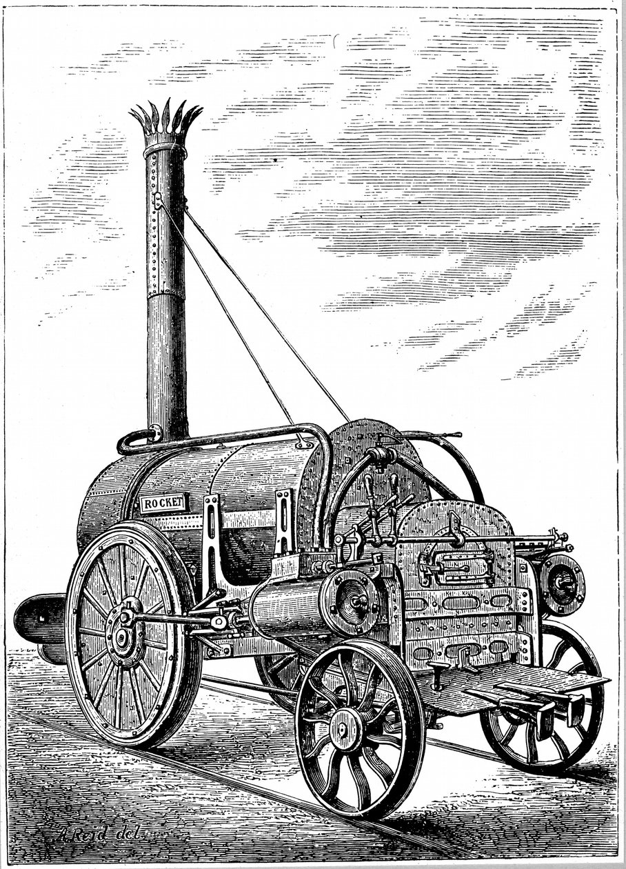 जॉर्ज स्टीफेंसन लोकोमोटिव रॉकेट, c1875 द्वारा अज्ञात
