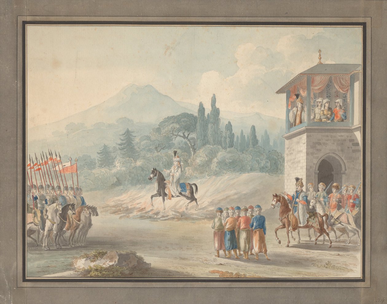 जॉर्जियाई घुड़सवार समीक्षा, सी। 1780 द्वारा अज्ञात