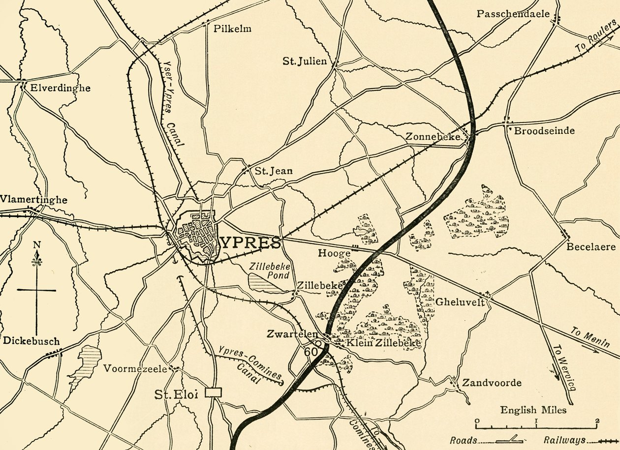 Ypres, फ़्लैंडर्स, प्रथम विश्व युद्ध, 1915, c1920 के पास जर्मन स्थिति। द्वारा अज्ञात