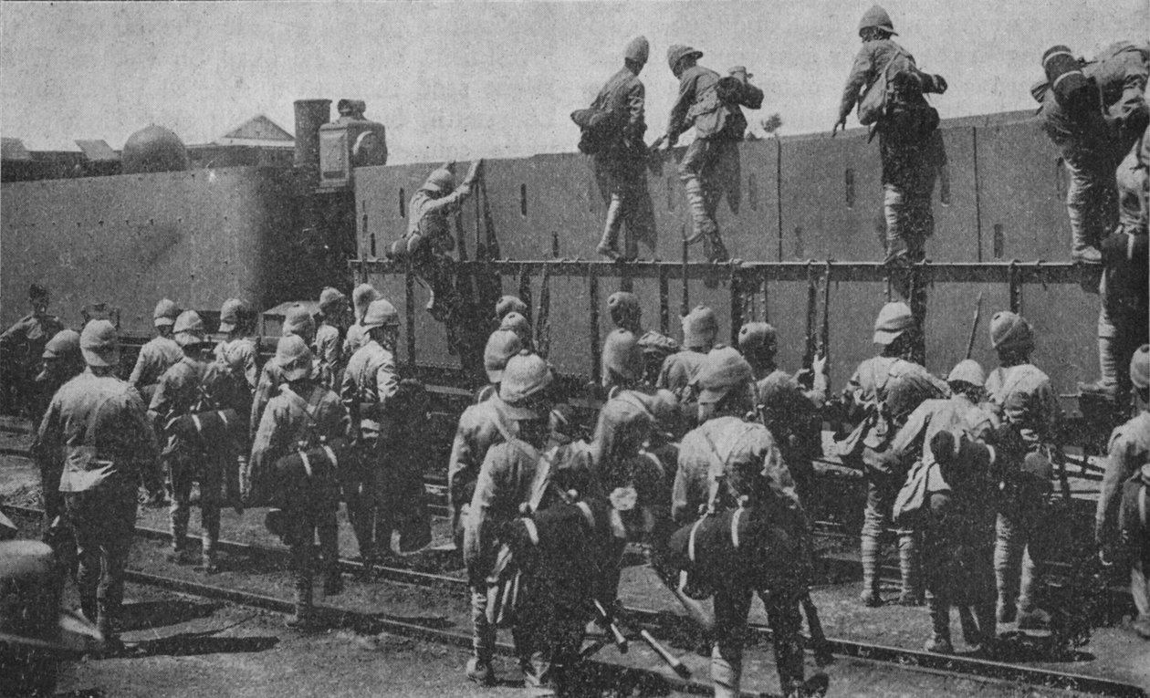 एक बख़्तरबंद ट्रेन में हो रही है, 1902 द्वारा अज्ञात