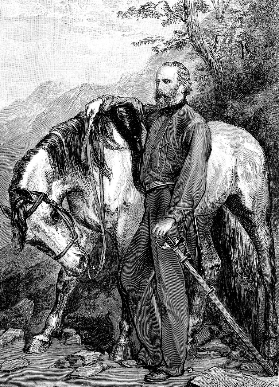 ग्यूसेप गैरीबाल्डी, इतालवी देशभक्त और रिसर्जेंटो के सैनिक, 1861। द्वारा अज्ञात