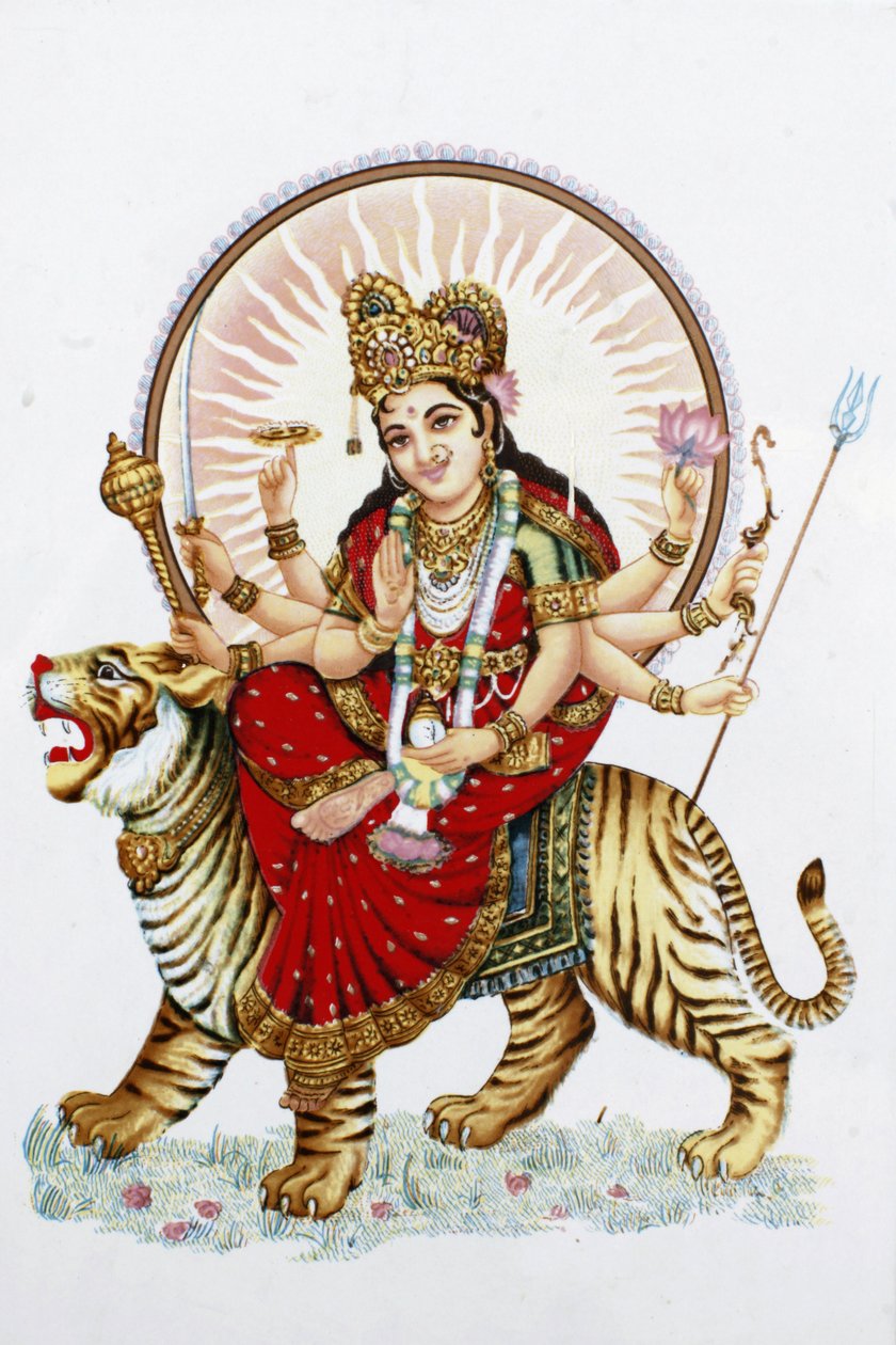 शेरावाली देवी (दुर्गा) बाघ की सवारी करती हैं ऋषिकेश India द्वारा अज्ञात