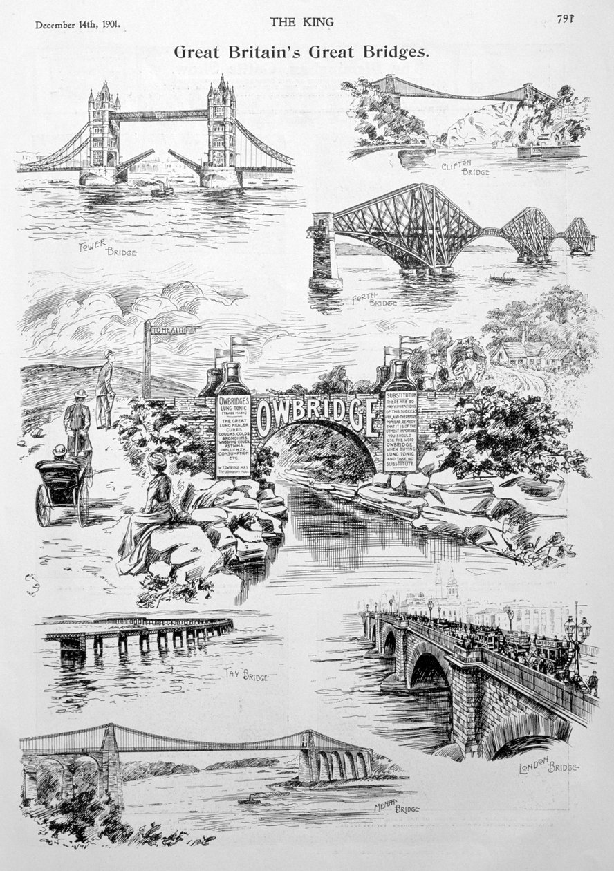 ग्रेट ब्रिटैन ग्रेट ब्रिज, 1901 के ओबब्रिज लुंग टॉनिक के लिए विज्ञापन द्वारा अज्ञात