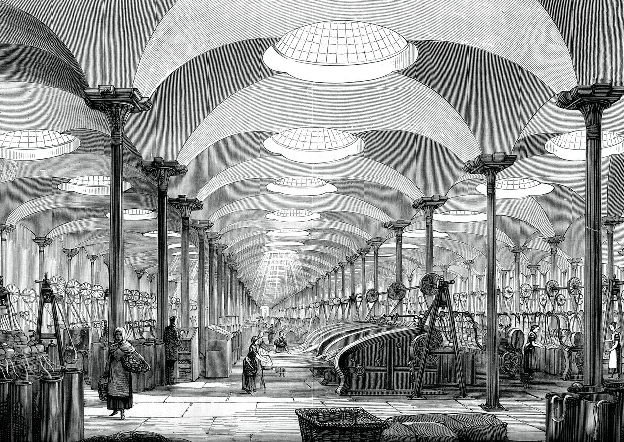 मेसर्स मार्शल फ्लैक्स मिल, लीड्स, c1880 में शानदार हॉल द्वारा अज्ञात