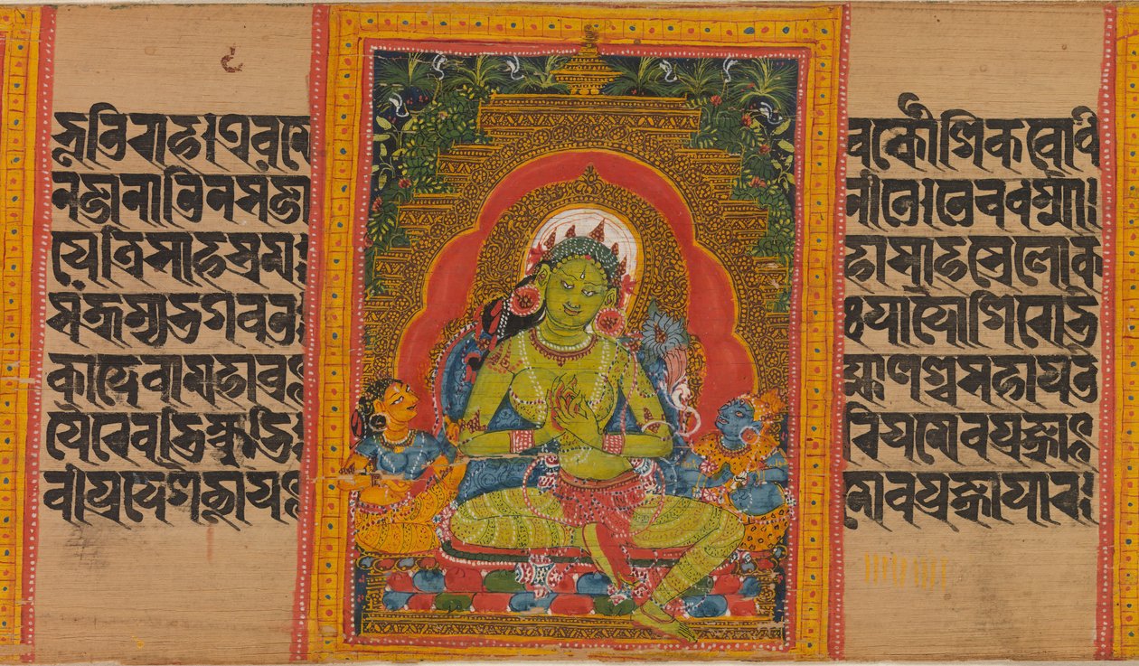 ग्रीन तारा, फोलियो से ... बुद्धि पांडुलिपि की पूर्णता, 12 वीं शताब्दी की शुरुआत में। द्वारा अज्ञात
