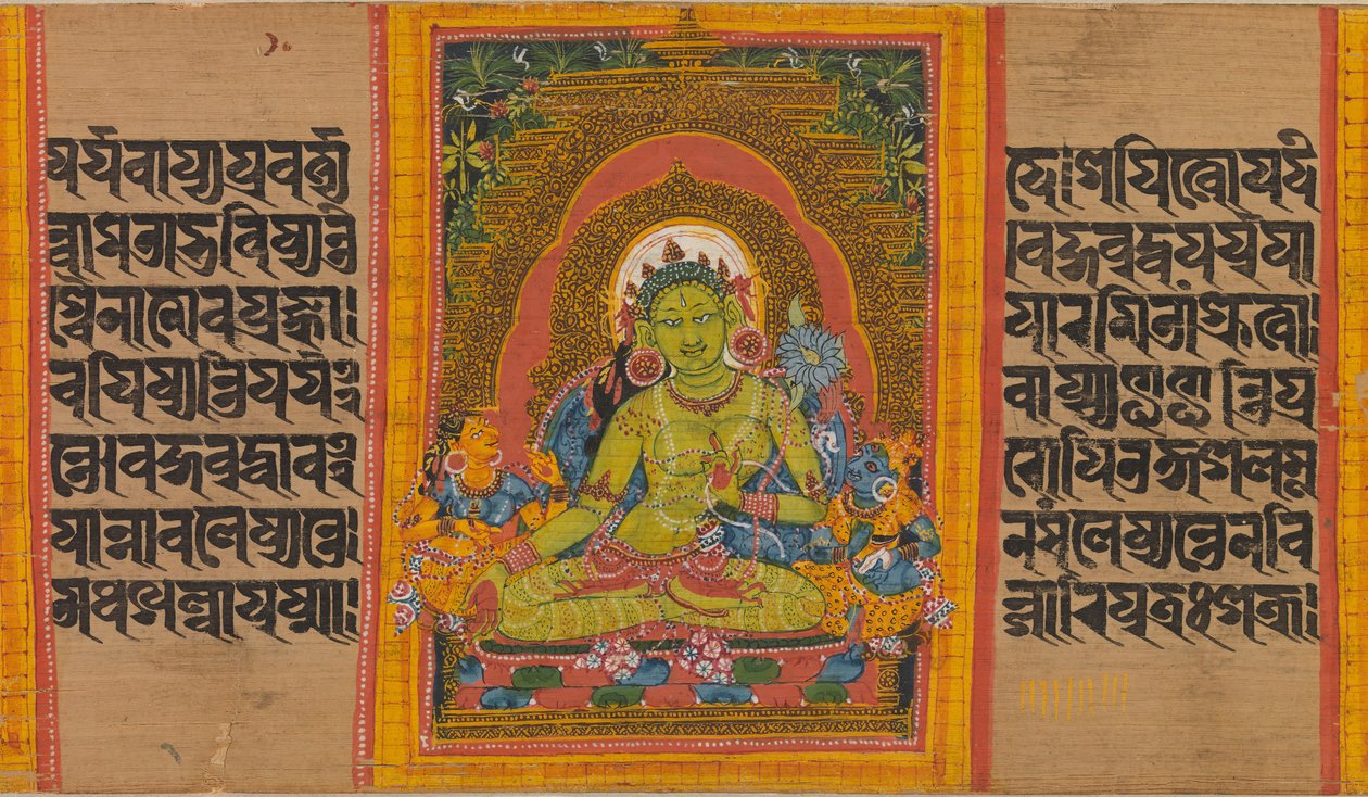 ग्रीन तारा, फोलियो से ... बुद्धि पांडुलिपि की पूर्णता, 12 वीं शताब्दी की शुरुआत में। द्वारा अज्ञात