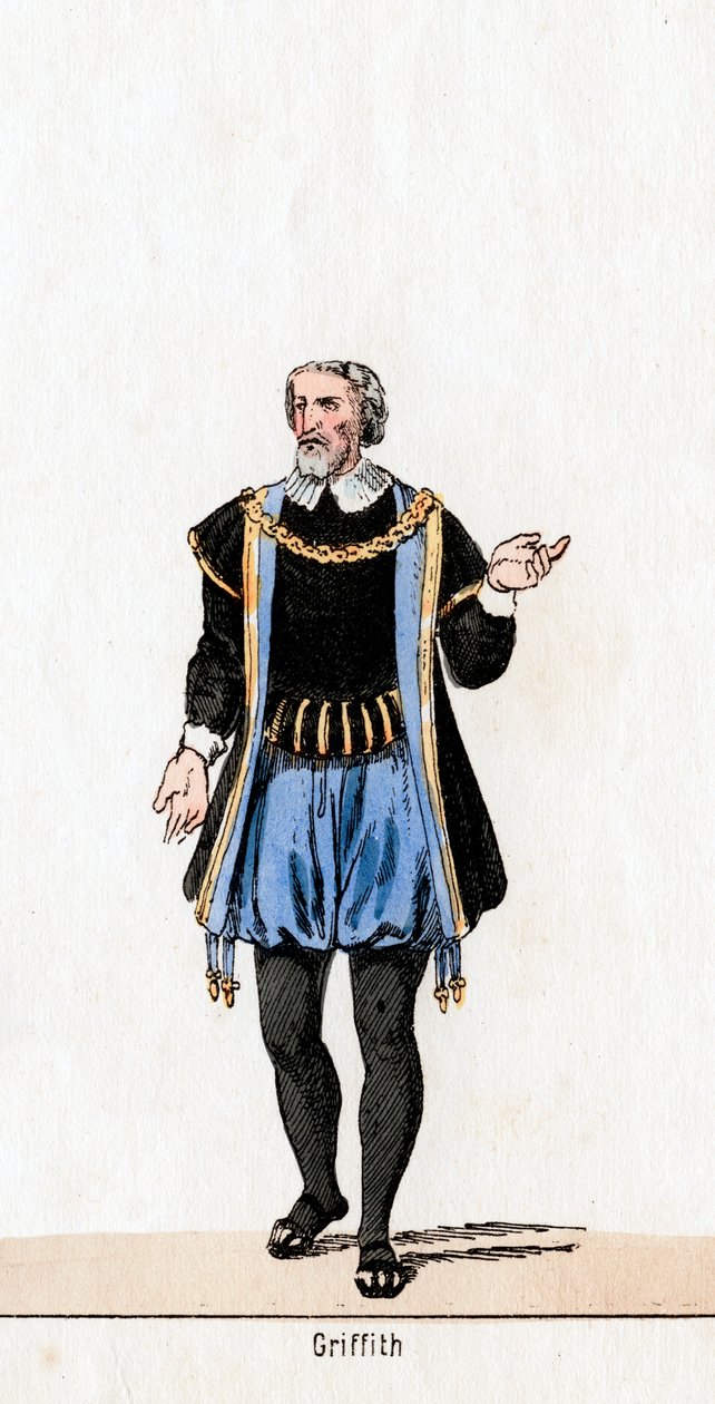 ग्रिफ़िथ, शेक्सपियर के लिए पोशाक डिजाइन, हेनरी VIII, 19 वीं शताब्दी द्वारा अज्ञात