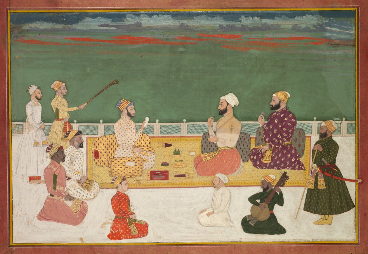 राजास के ग्रुप पोर्ट्रेट, कोर्टली रेटिन्यू से घिरा, सी। 1700-1720। द्वारा अज्ञात