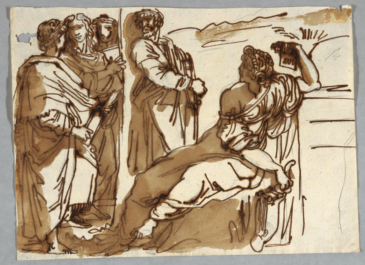 राफेल Sanzio के बाद Parnassus में पेट्रार्क और Sappho के साथ समूह द्वारा अज्ञात