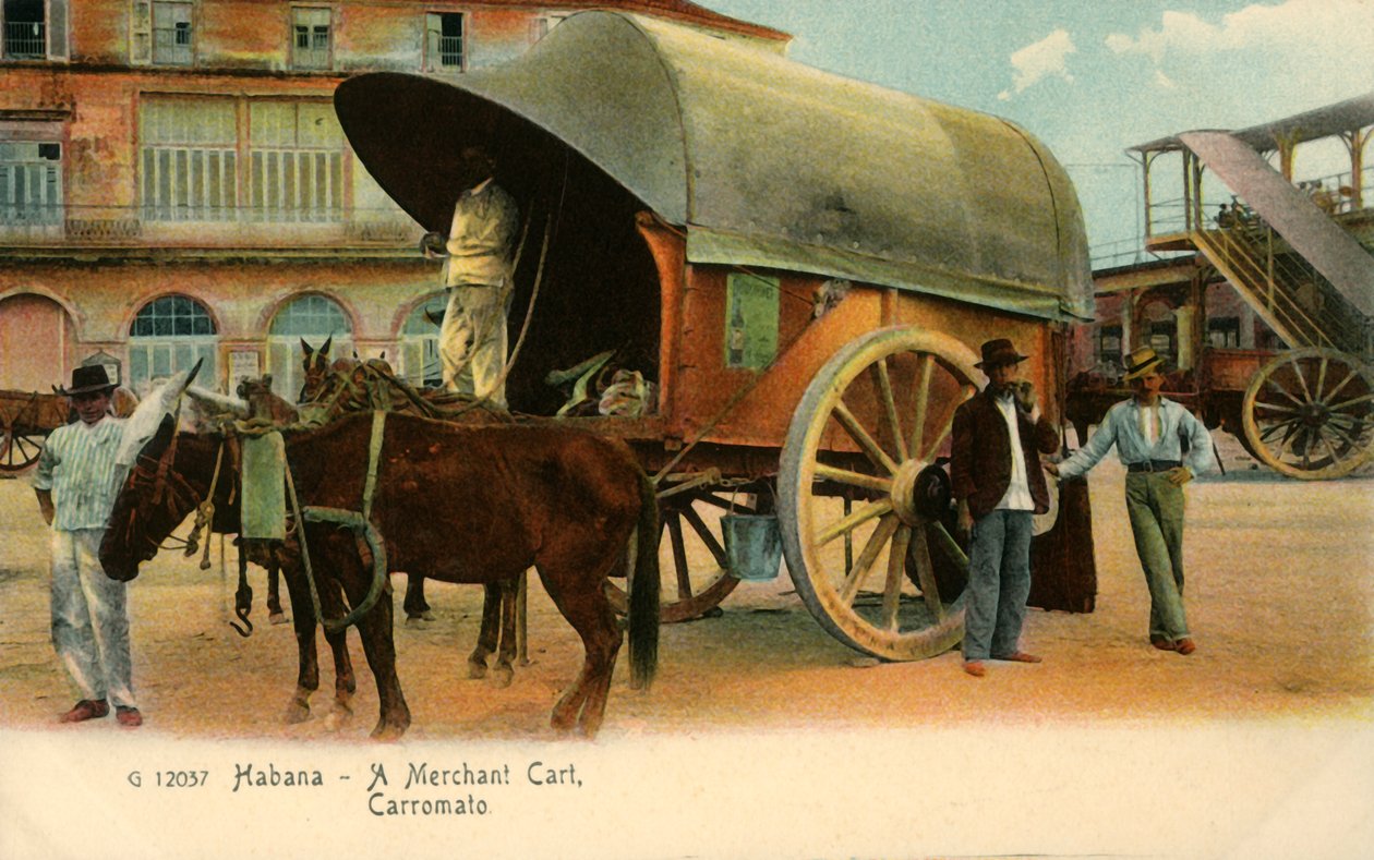 हवाना - एक मर्चेंट कार्ट, कैरमेटो, c1910। द्वारा अज्ञात