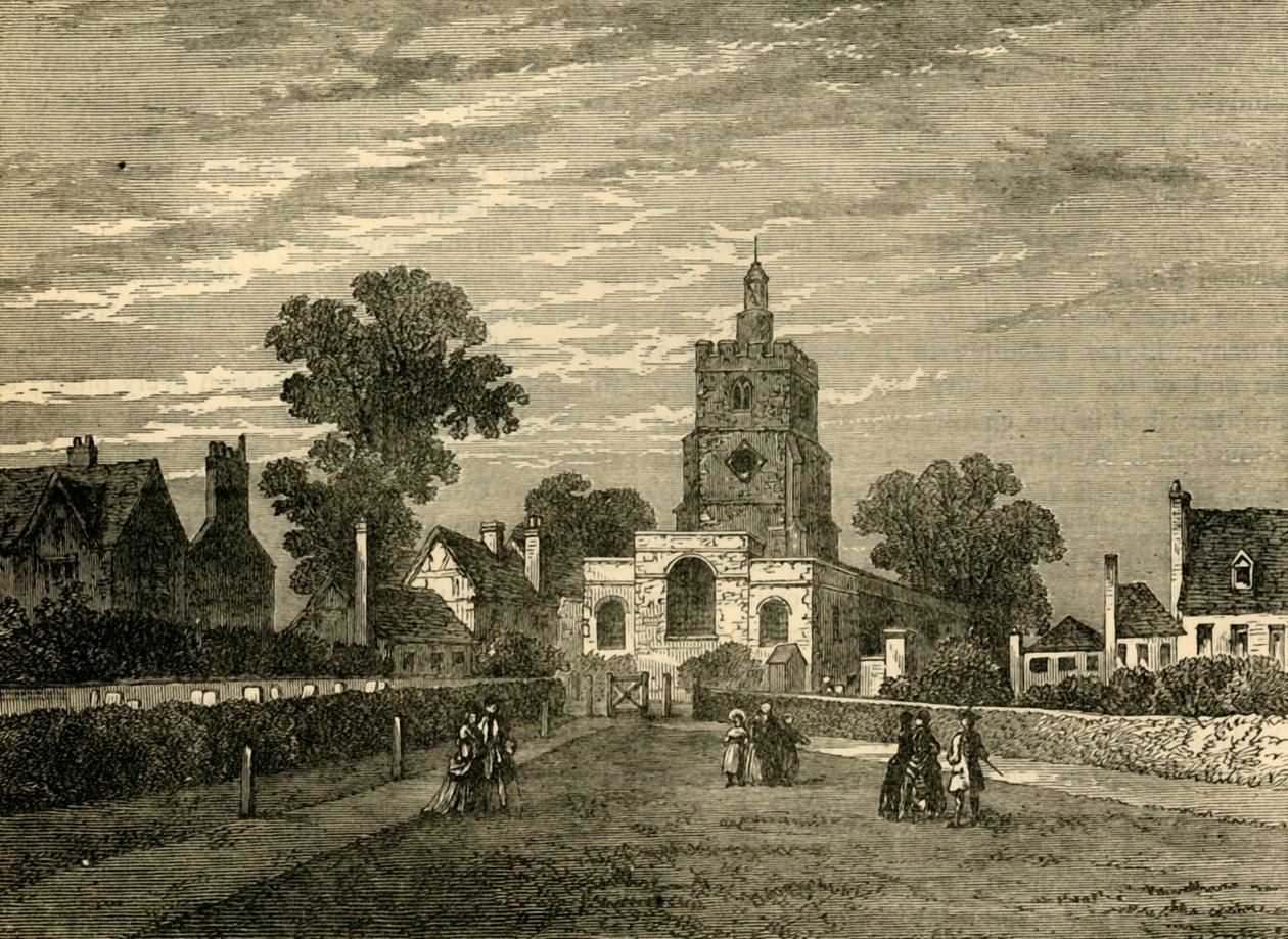 हैकनी चर्च, सी 1876। द्वारा अज्ञात