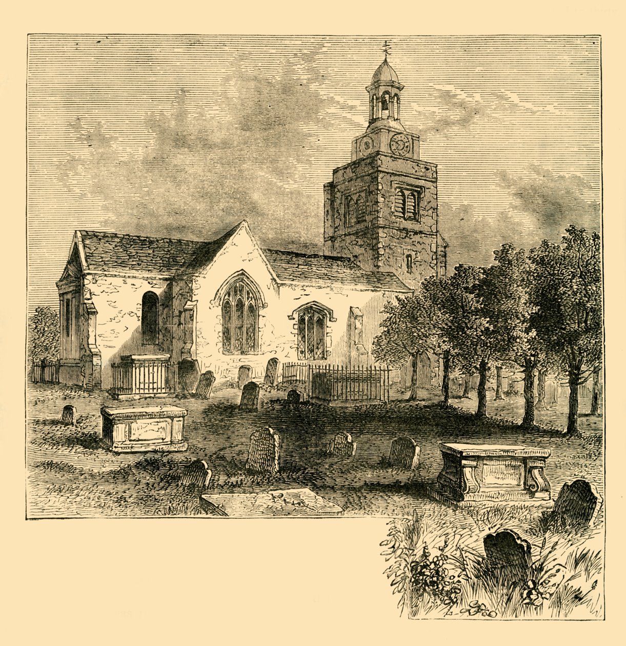 हैमस्मिथ पैरिश चर्च, 1820 में, c1878। द्वारा अज्ञात