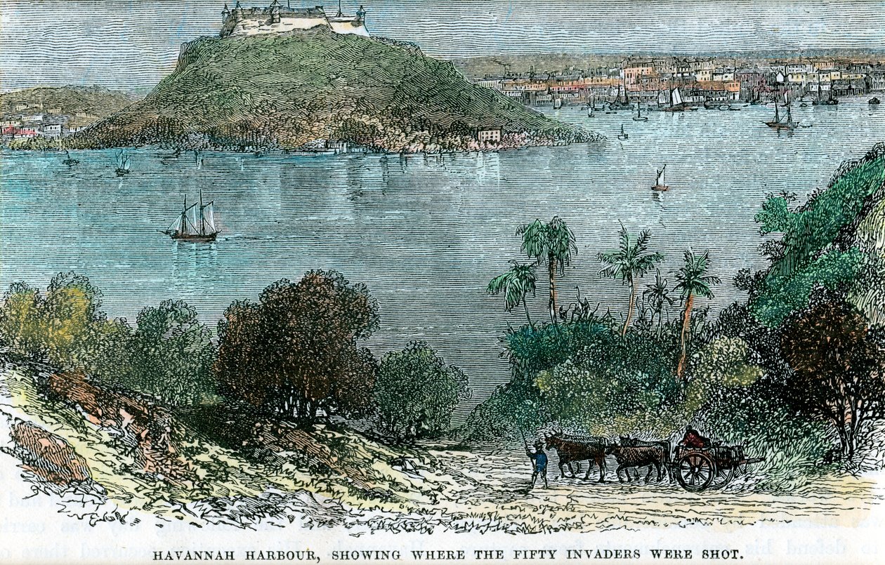 हवाना हार्बर, जहां पचास हमलावरों को गोली मार दी गई थी, क्यूबा C1880 दिखा रहा था द्वारा अज्ञात