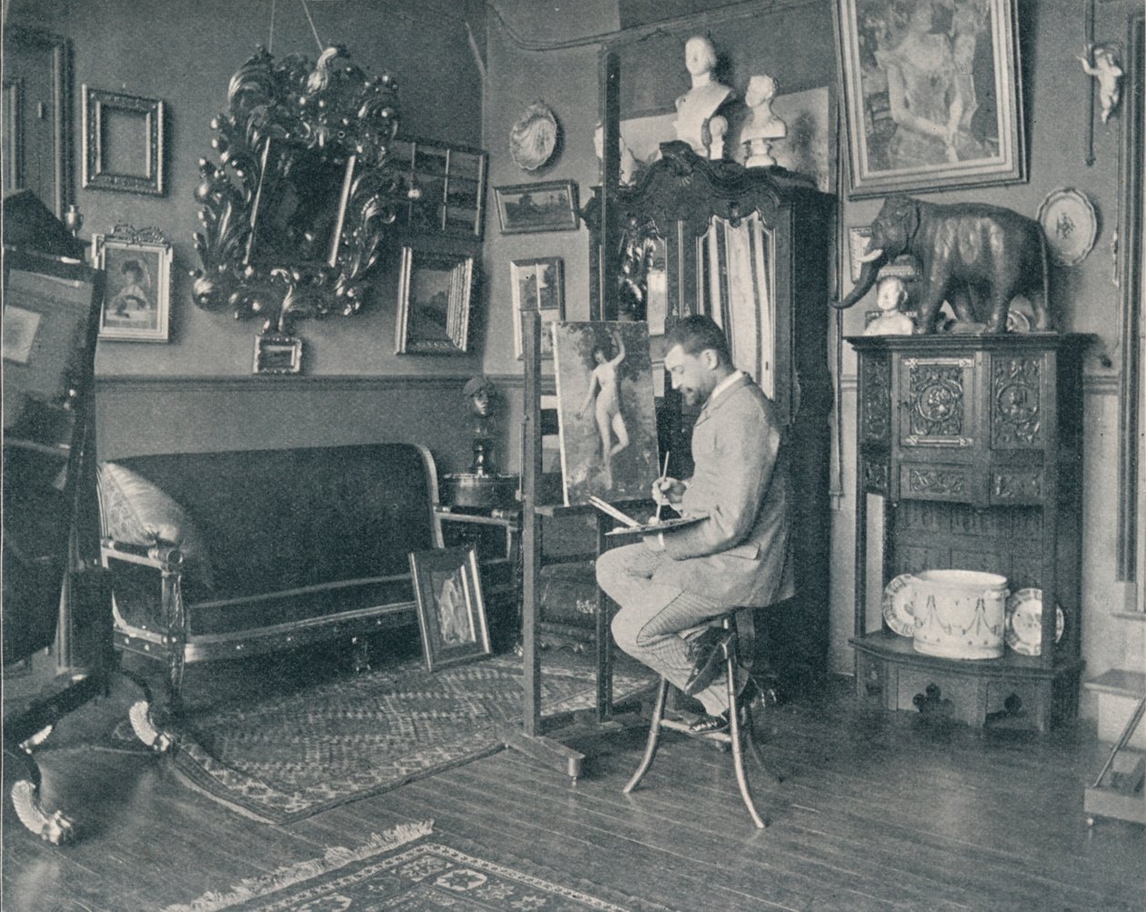 हेनरी गर्वक्स अपने स्टूडियो में, c1897 द्वारा अज्ञात