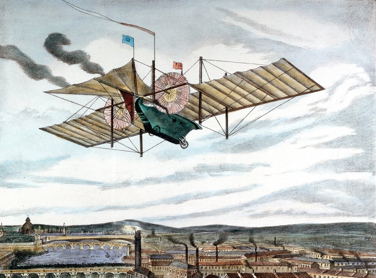 Henson और Stringfellows 1843 स्टीम-संचालित फ्लाइंग मशीन, 1843 के लिए डिज़ाइन द्वारा अज्ञात