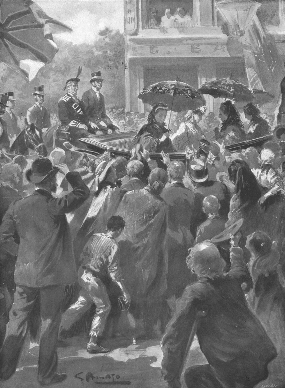 ... उनकी मेजेस्टीज़ लंदन के ईस्ट एन्ड, 2 अप्रैल, 1873, 1901 को देखी गई। द्वारा अज्ञात