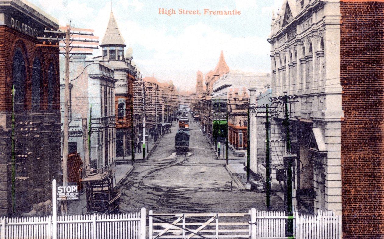हाई स्ट्रीट, फ़्रेमेंटल, ऑस्ट्रेलिया, c1900s द्वारा अज्ञात