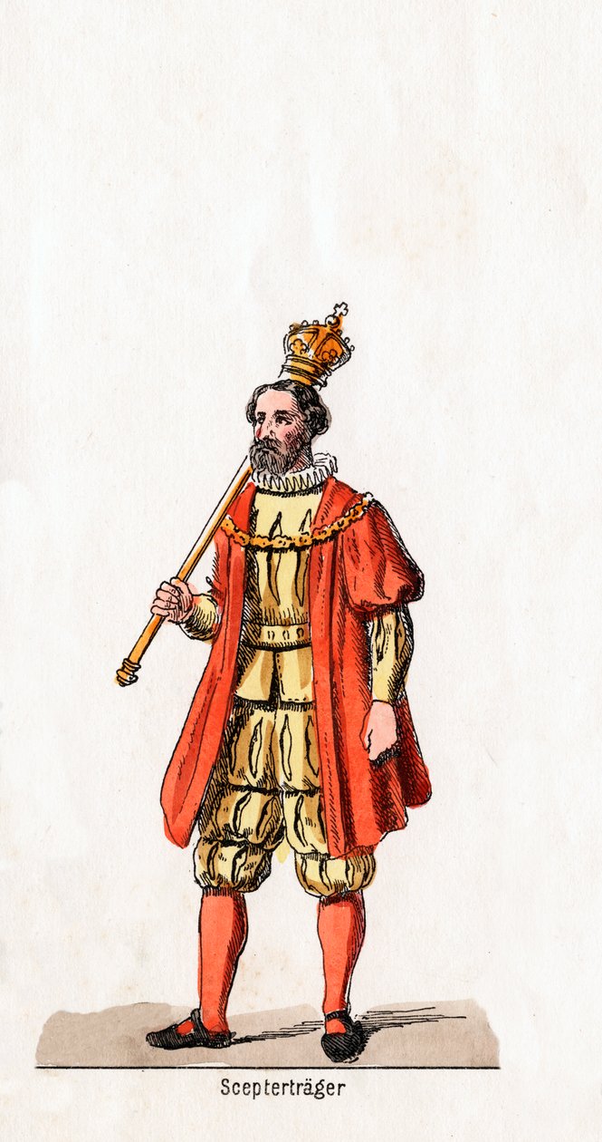 एक राजदंड के धारक, शेक्सपियर के लिए पोशाक डिजाइन, हेनरी VIII, 19 वीं शताब्दी द्वारा अज्ञात