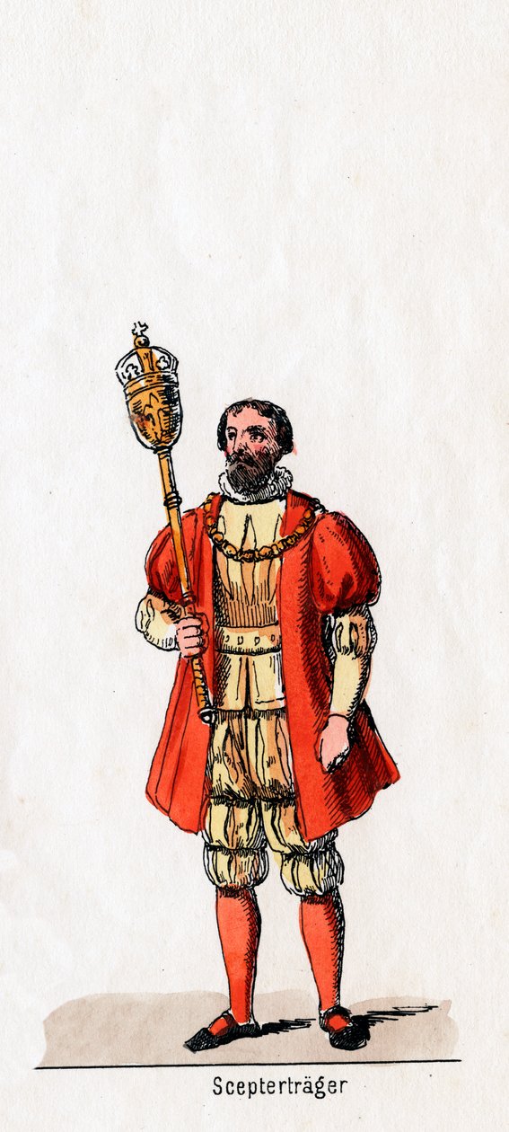 एक राजदंड के धारक, शेक्सपियर के लिए पोशाक डिजाइन, हेनरी VIII, 19 वीं शताब्दी द्वारा अज्ञात