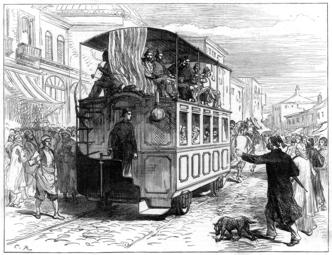घोड़े से तैयार ट्राम, कॉन्स्टेंटिनोपल, 1877 द्वारा अज्ञात