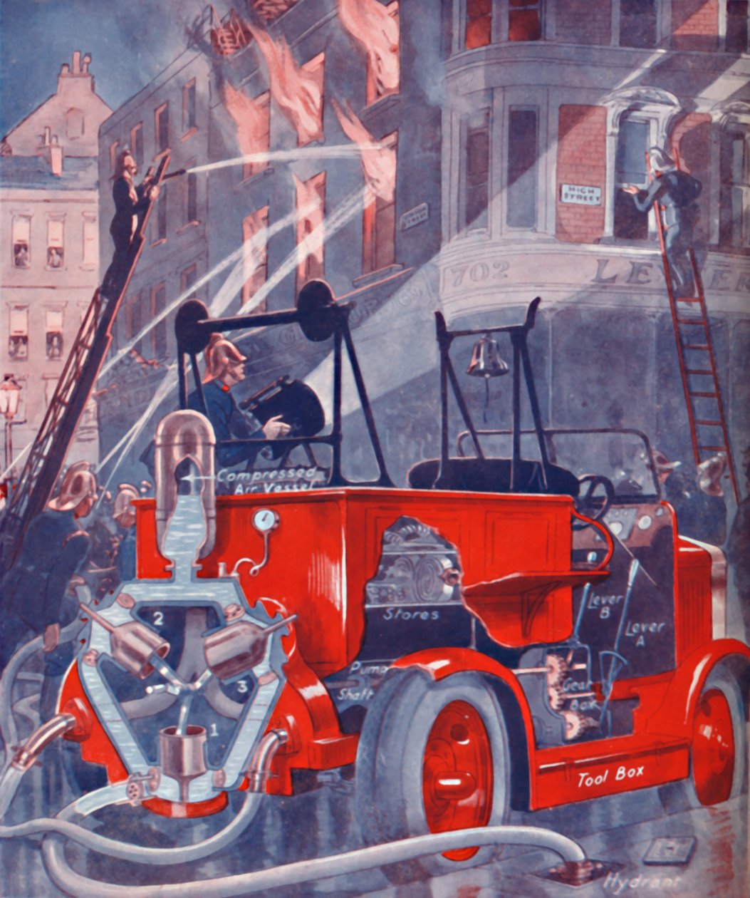 कैसे फायर इंजन आग से बाहर निकलता है, 1935 द्वारा अज्ञात