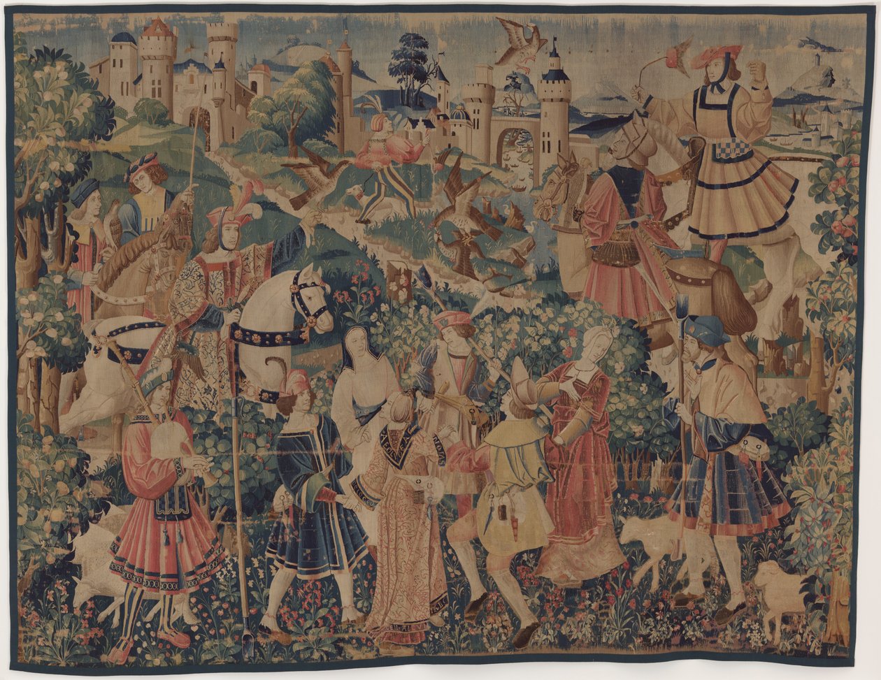 बैगपाइपर और नर्तकियों के साथ शिकार और देहाती दृश्य, सी। 1510. द्वारा अज्ञात