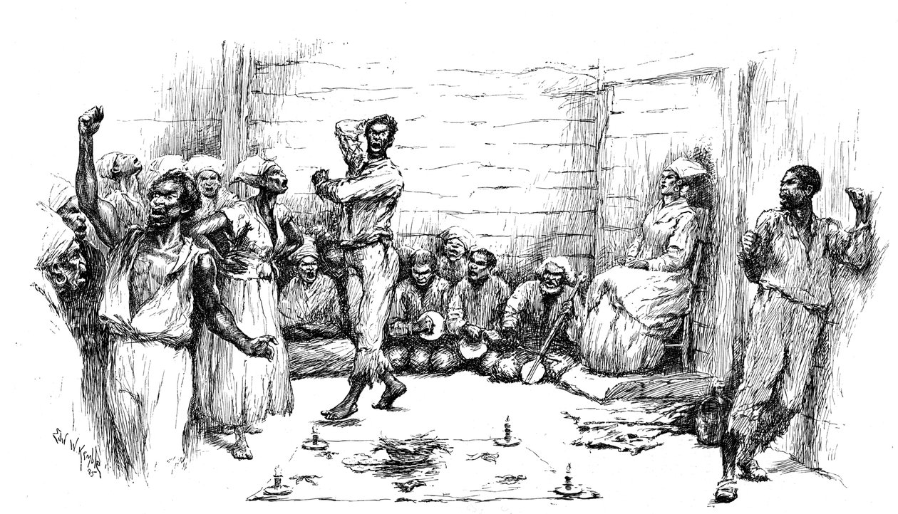 वूडू नृत्य संस्कार, लुइसियाना, यूएसए, 1886 के दौरान कृत्रिम निद्रावस्था का आकर्षण द्वारा अज्ञात