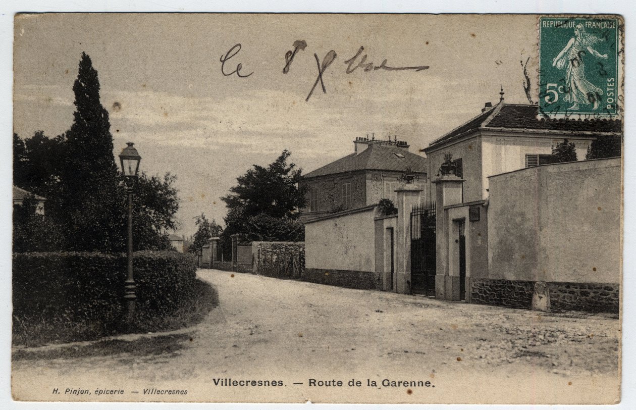 Ile de France, Val de Marne (94), Villecresnes: Route de la Garenne - पोस्टकार्ड दिनांक 1909 द्वारा अज्ञात