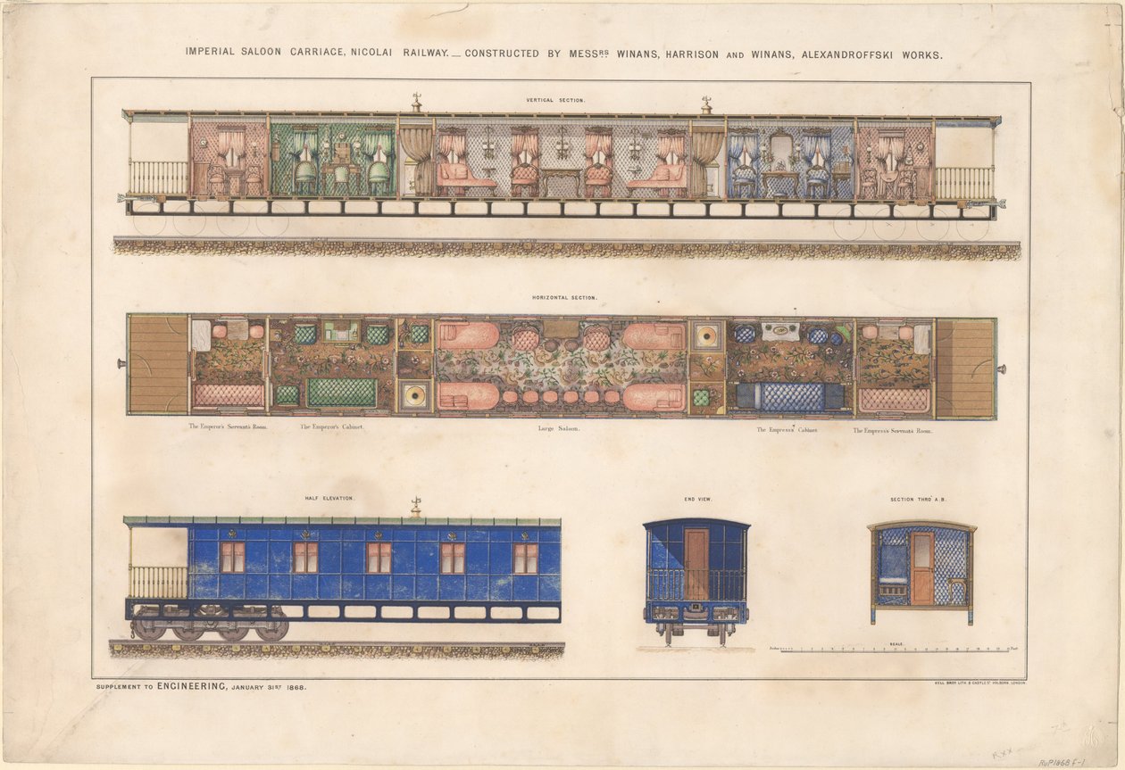 इम्पीरियल सैलून गाड़ी, निकोलायेवस्की रेलवे, 1868 द्वारा अज्ञात