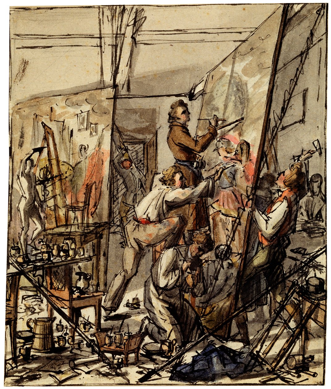 एक कलाकार स्टूडियो में, 1820s द्वारा अज्ञात