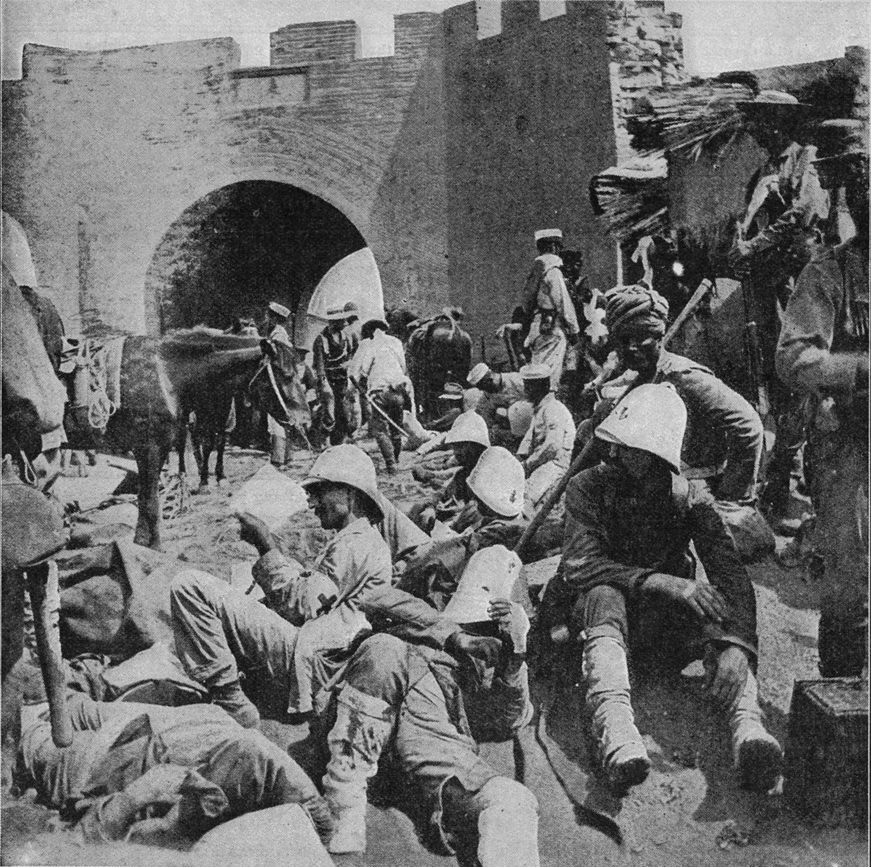 फूलों की भूमि में - मिट्टी गेट पर मित्र राष्ट्रों का घायल, टायर्सिन, 1900 द्वारा अज्ञात