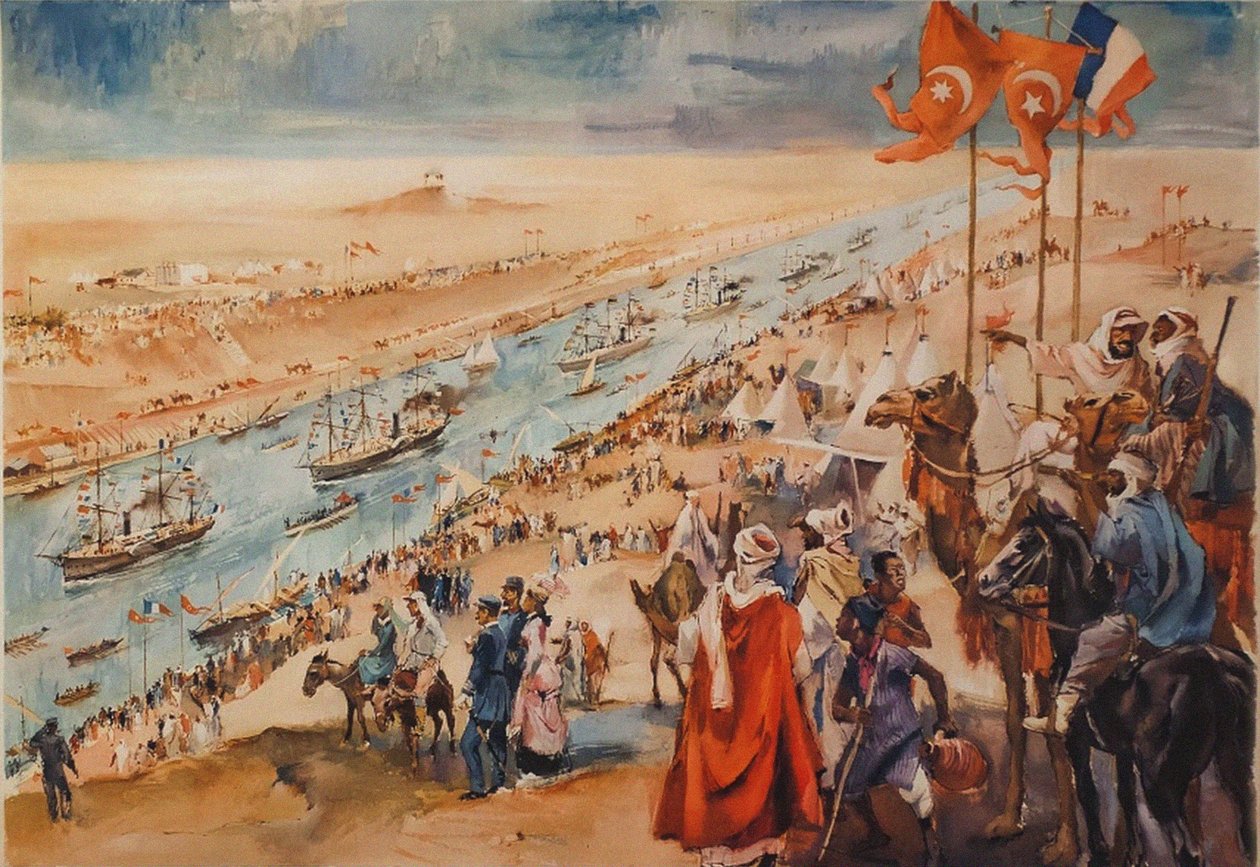 17 नवंबर, 1869, 1869 को पोर्ट-सेड में स्वेज नहर का उद्घाटन समारोह। द्वारा अज्ञात