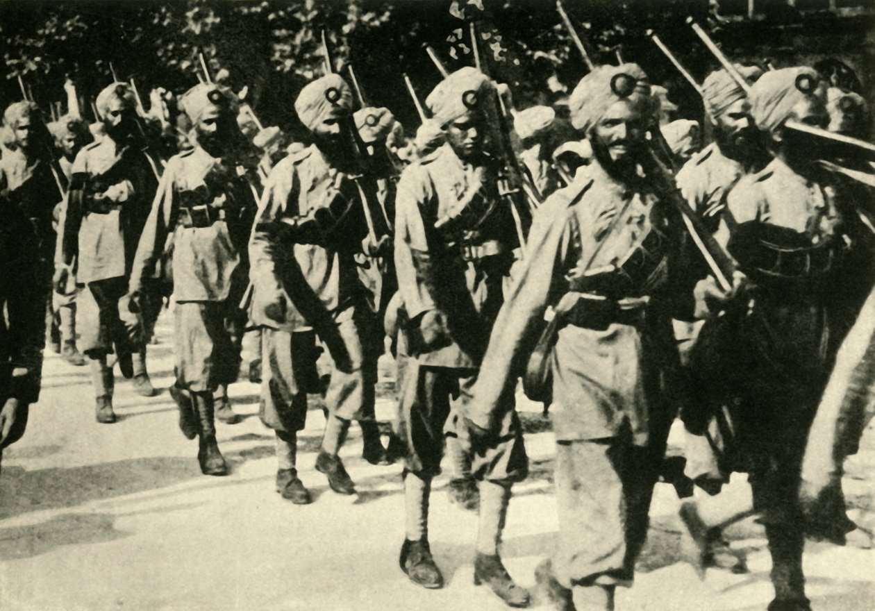 फ्रांस में भारतीय सैनिक, प्रथम विश्व युद्ध, 1914, c1920। द्वारा अज्ञात