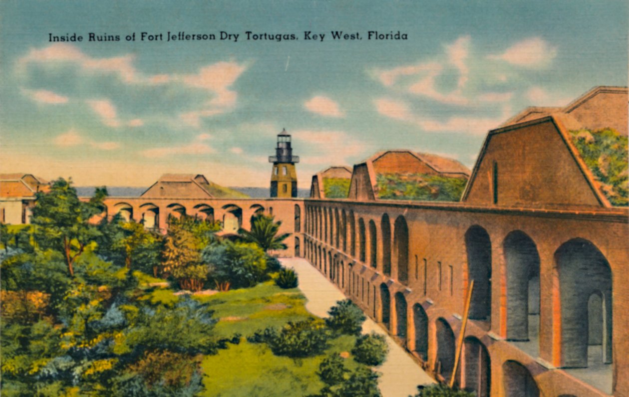 फ़ोर्ट जेफ़र्सन ड्राई टोर्टुगास, की वेस्ट, फ्लोरिडा, c1940s के अंदर के खंडहर द्वारा अज्ञात