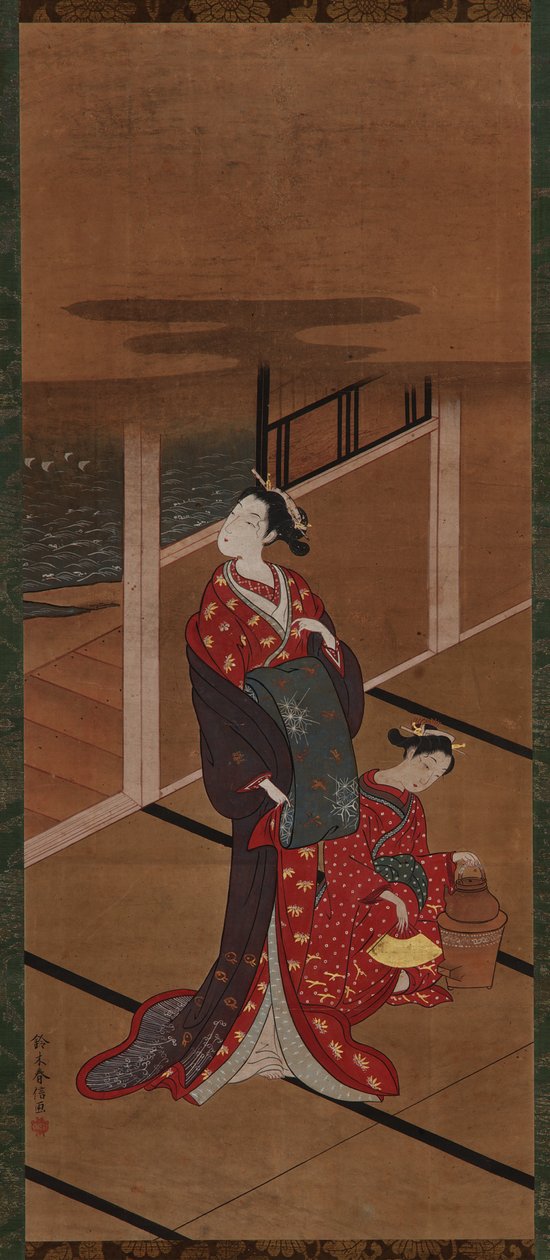 आंतरिक भाग: एक युजो और एक परिचारक ताप जल, ईदो काल, 1615-1868। द्वारा अज्ञात