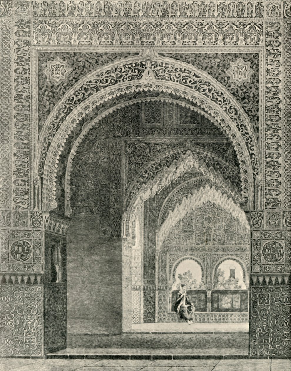 आंतरिक दृश्य, दो बहनों के हॉल से लिया गया, 19 वीं शताब्दी, 1907। द्वारा अज्ञात