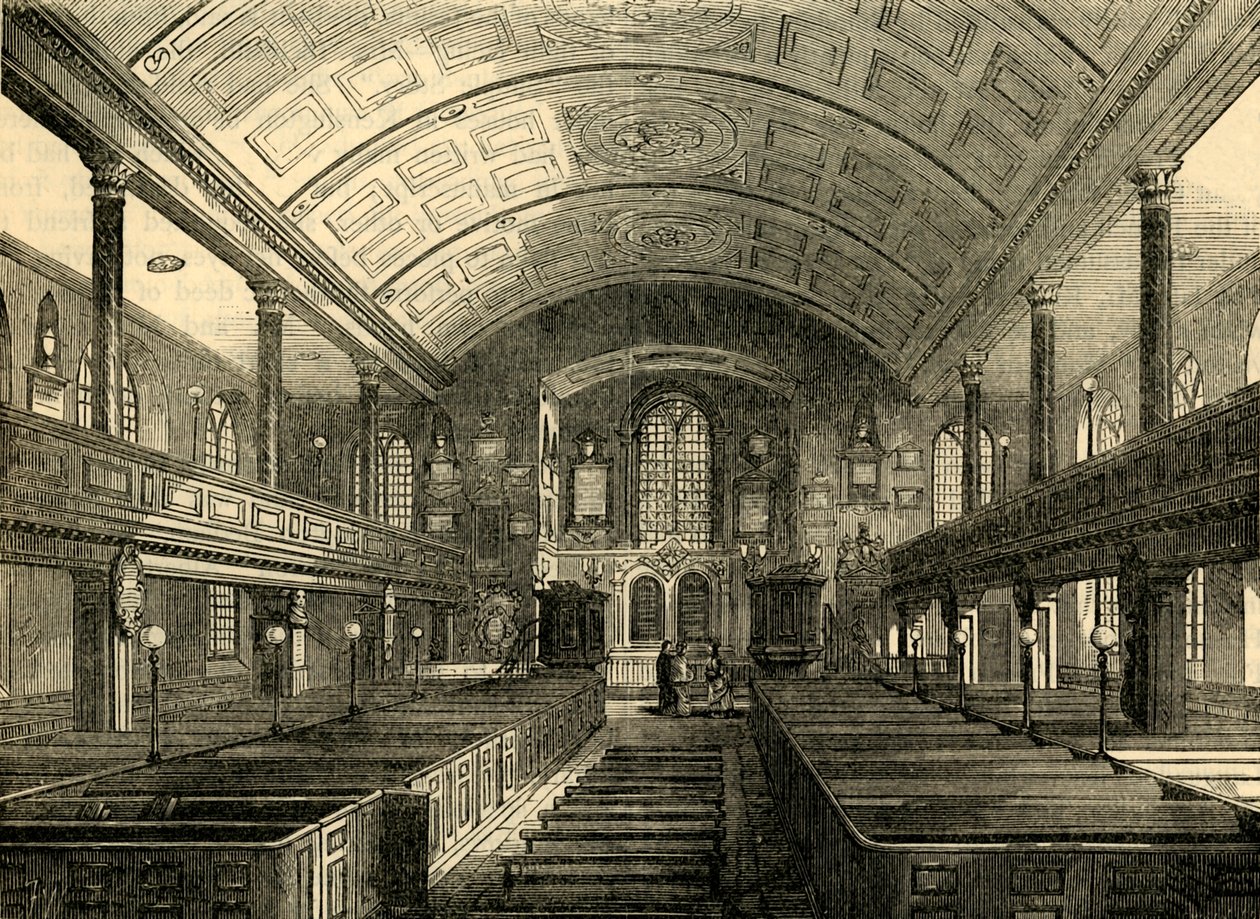 केनसिंगटन चर्च का इंटीरियर, 1850, c1876। द्वारा अज्ञात