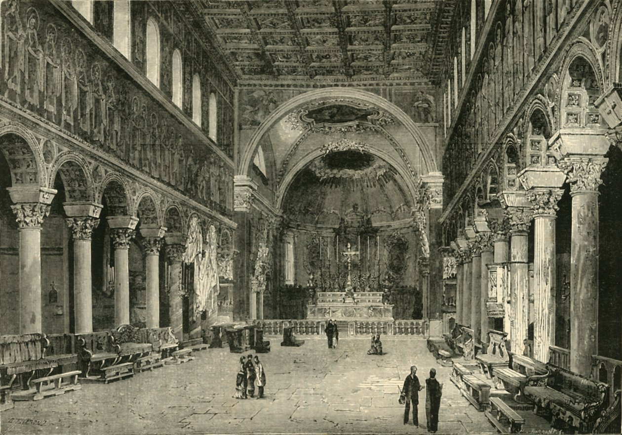 इंटीरियर ऑफ सैन एपोलिनारे नूवो, रवेना, 1890। द्वारा अज्ञात