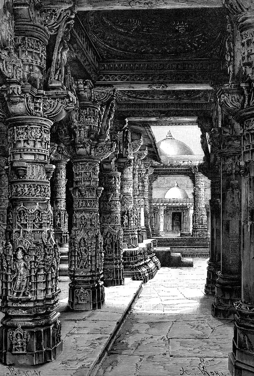 आंतरिक रूप से एक जैन मंदिर, माउंट आबू, राजस्थान, भारत, 1895 द्वारा अज्ञात