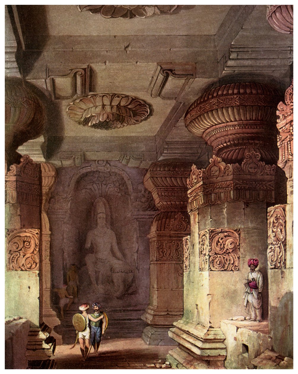 एक गुफा मंदिर का इंटीरियर, एलोरा, महाराष्ट्र, भारत, 19 वीं शताब्दी 1956 द्वारा अज्ञात