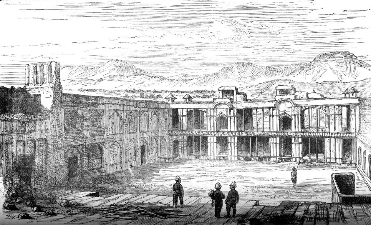 इंटीरियर ऑफ द ब्रिटिश रेजिडेंसी, काबुल, लुकिंग साउथ, 1879, सी 1880 द्वारा अज्ञात
