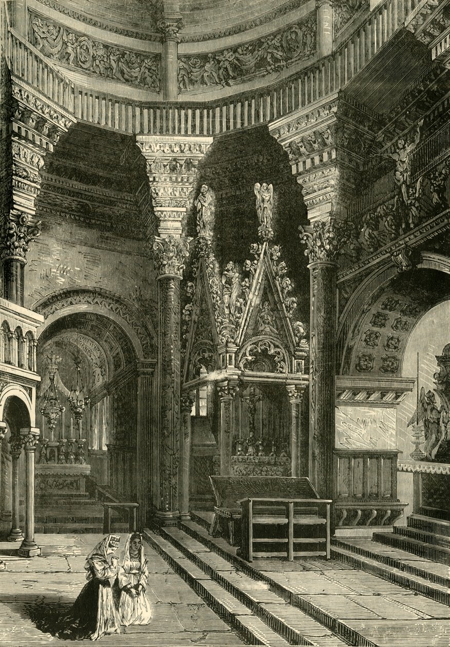 1890 के पैलेस ऑफ द डायोलेटियन के स्पैलाट्रो पूर्व मंदिर के कैथेड्रल का इंटीरियर। द्वारा अज्ञात