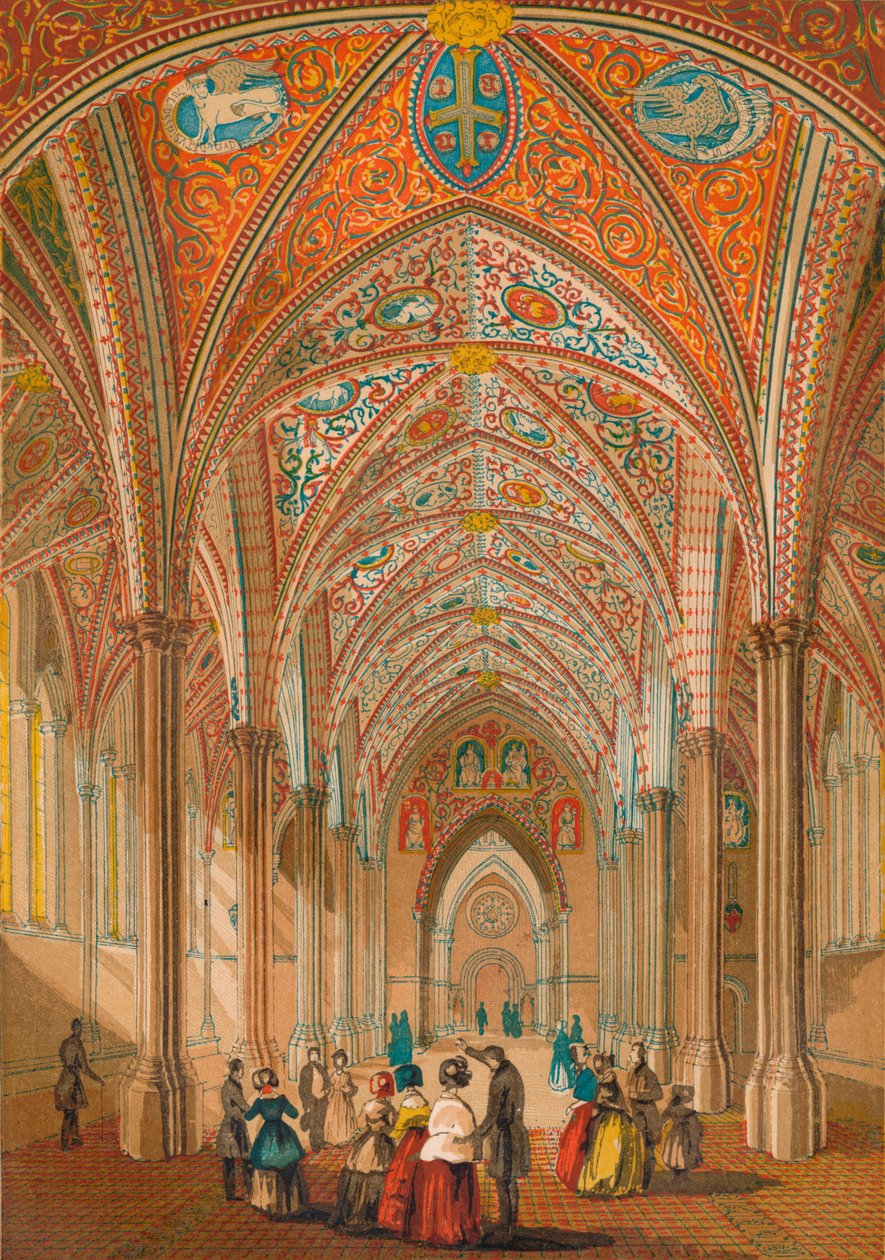 मंदिर चर्च का इंटीरियर, c1845, 1864 द्वारा अज्ञात