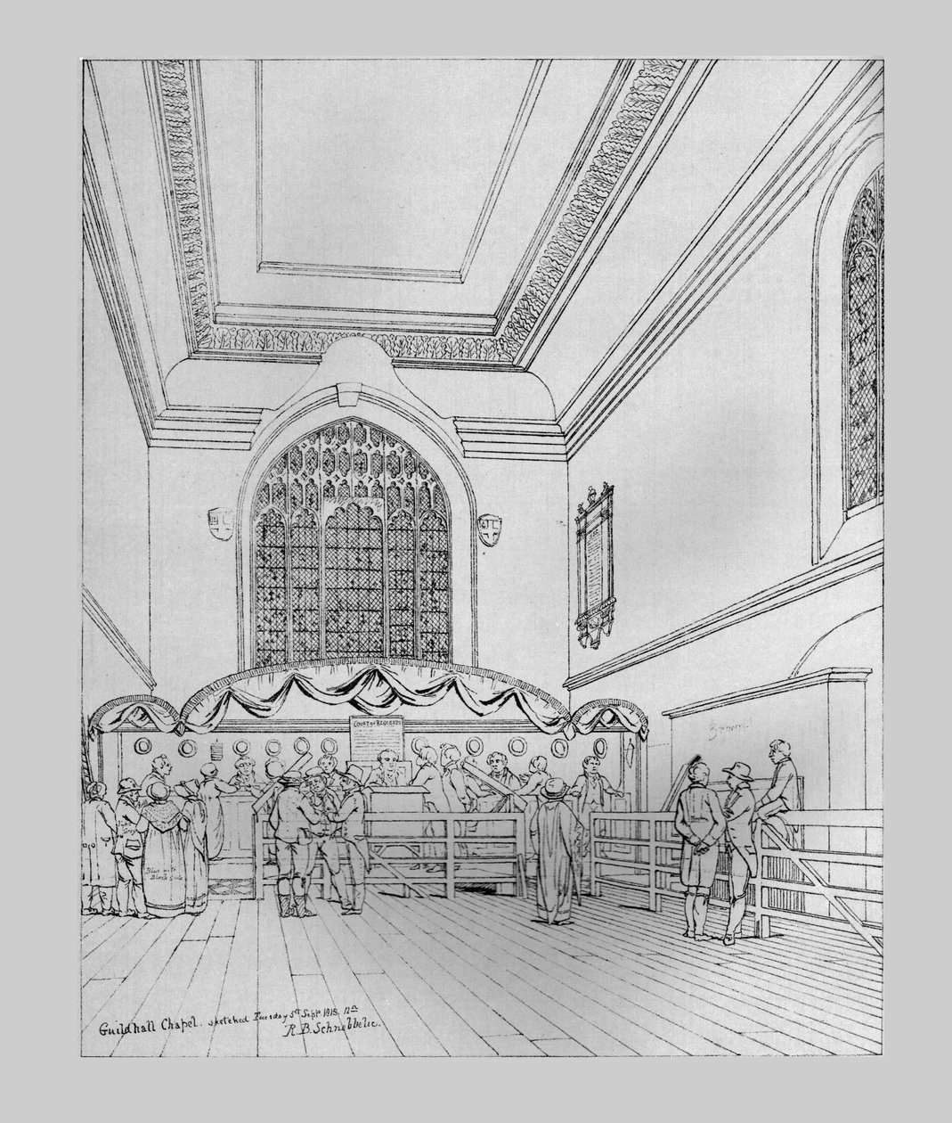 गिल्डहॉल चैपल का आंतरिक दृश्य, 1815, 1886 द्वारा अज्ञात