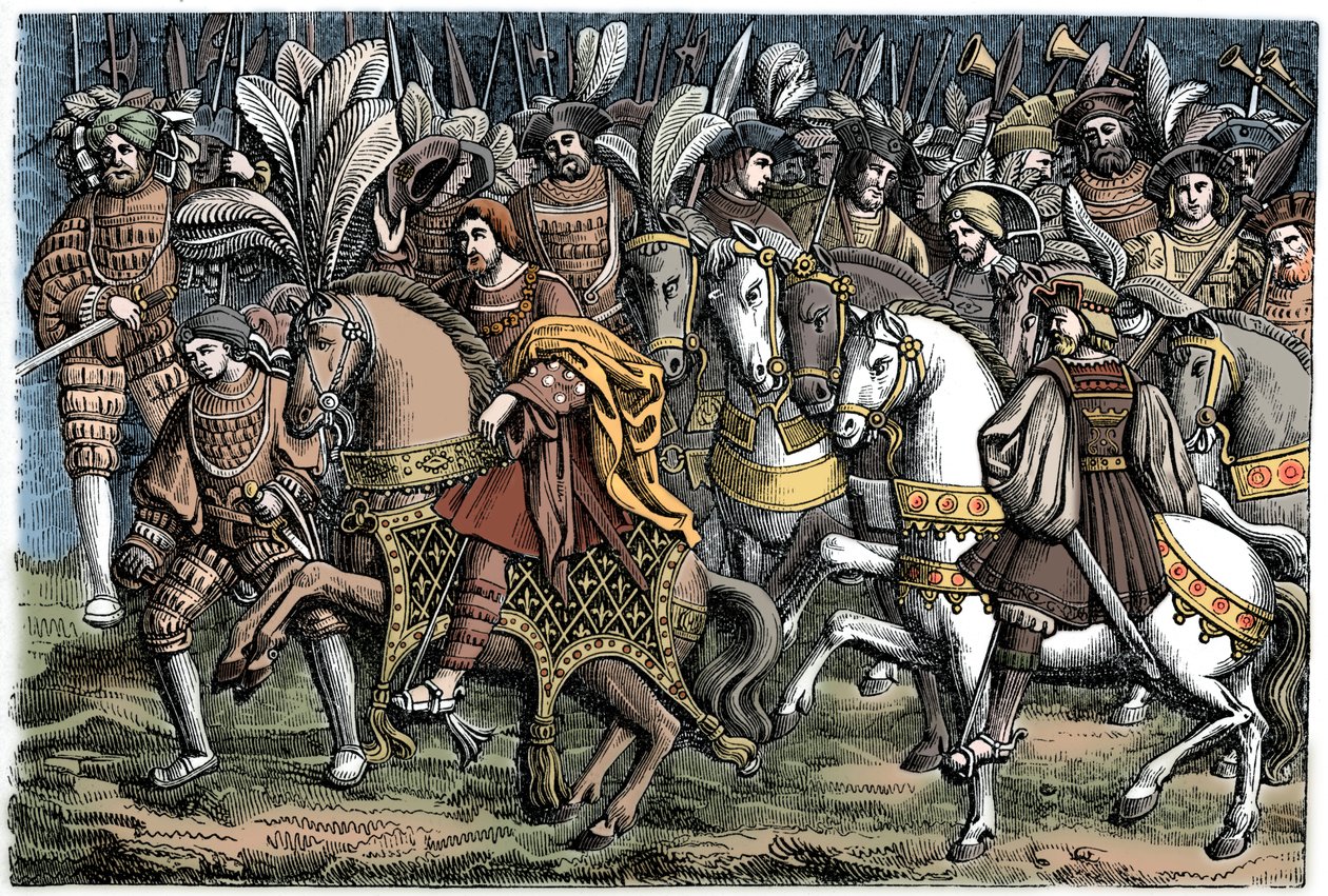 1520, 1870 के कपड़े के क्षेत्र पर फ्रांसिस I और हेनरी VIII के बीच साक्षात्कार। द्वारा अज्ञात
