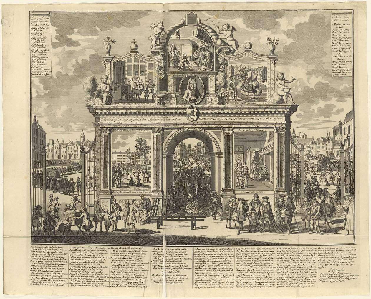 निवेश योजनाएं: बर्बाद हो चुके शेयरधारकों के दफन स्थान पर 1720 में स्मारक आर्च बनाया गया। द्वारा अज्ञात