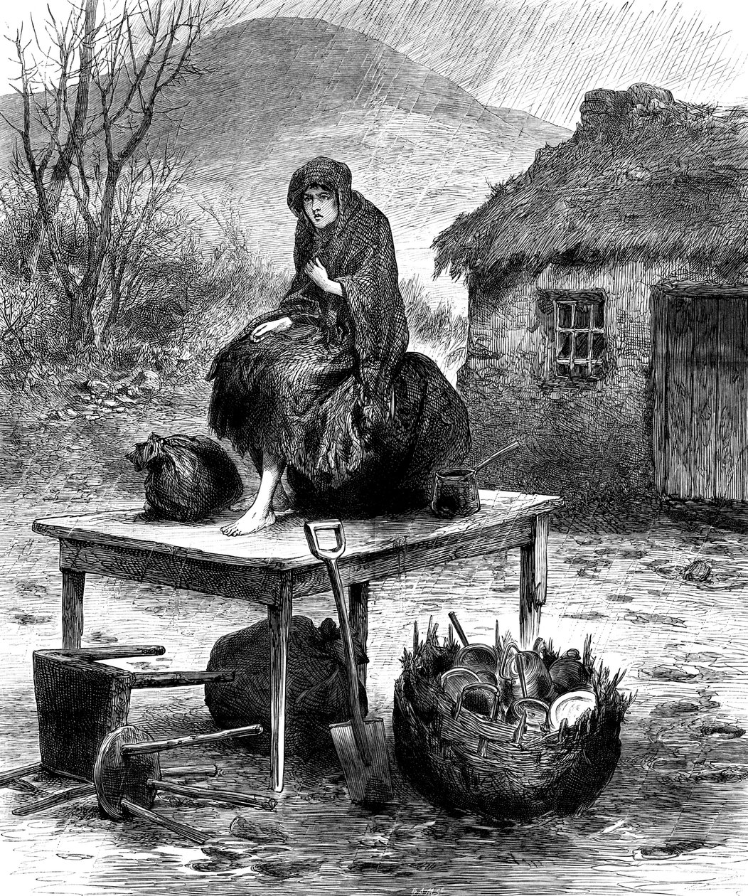 आयरिश किसान लड़की परिवार की रखवाली करती है, जिसके पास 1886 है द्वारा अज्ञात