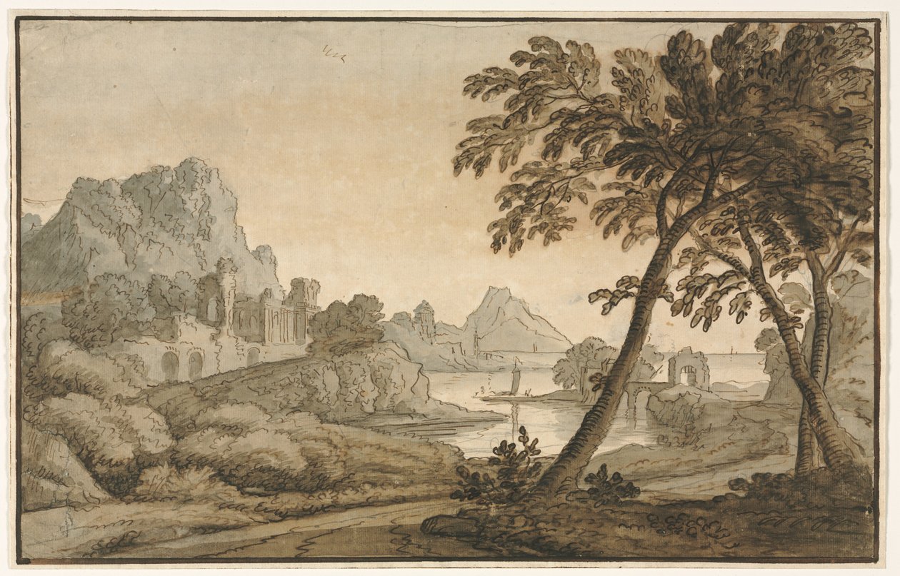 इतालवी लैंडस्केप, 1700s। द्वारा अज्ञात