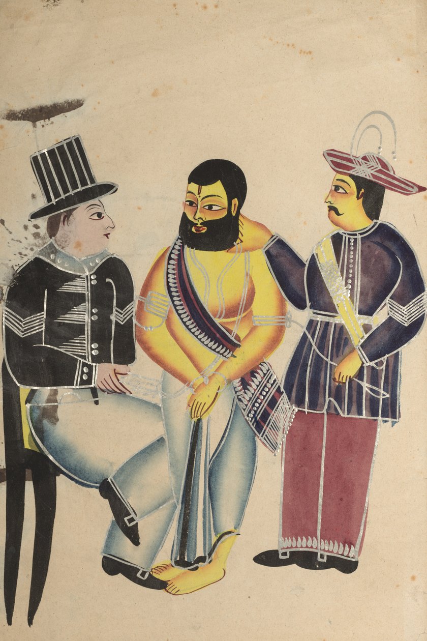 जेल में तारकेश्वर के महंत को प्राप्त करने वाले जेलर, 1800 के दशक में। द्वारा अज्ञात